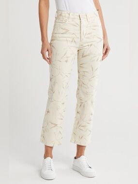 AG Kinsley Straight Leg Pants Winter Flower Almond Biscotti $225 MSRP